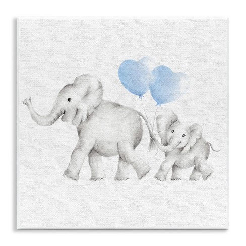 Stupell Industries Elephant Family with Blue Balloons, 12" x 12" - image 1 of 4