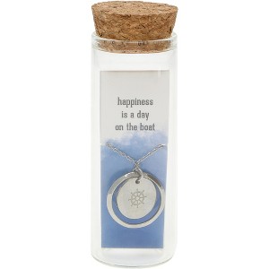 Pavilion Gift Company - Boat - 16.5" - 18.5" Stainless Steel Engraved Necklace in a Bottle - Necklaces - 1 of 4