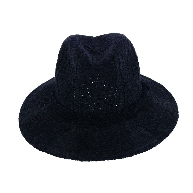 Aquarius Women's Knit Chenille Print Fedora with Braided Hat Band, 2 of 4