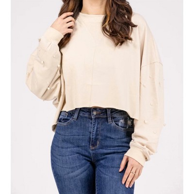 Women's Pearl Cropped Sweatshirt - Peach Love