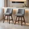 Leovsnove Counter Height Swivel Barstools Set of 2,26" H Seat Height Upholstered Bar Stools,Fabric Bar Stools with Back,Solid Wood Legs - 2 of 4