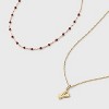 14K Gold Dipped Beaded Initial Necklace Set 2pc - A New Day™ Gold/Marron - 4 of 4