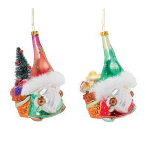 Christmas Glass Santa Gnome Ornaments – 5.25"H, Set of 6 by Melrose - 1 of 4