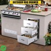 Outdoor Kitchen Drawers - Stainless Steel Flush Mount Triple Access BBQ Drawers with Divider Venting Panel - 2 of 4