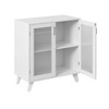 TIRAMISUBEST White Modern Living Room Cabinet with 2 Glass Doors & Adjustable Shelf - Storage Organizer Sideboard Buffet Cabinet - 3 of 4