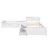 PAGED Twin Size Daybed Modern Simple L-Shaped Wooden Bed Frame with Trundle, Table and 2 Storage Drawers for Bedroom, Living Room - 3 of 4
