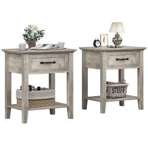 Nightstands Set of 2, End Table with Drawer, Side Table for Spaces, 2 Tiers Storage Shelves with Dresser for Living Room, Bedroom, Dorm - 1 of 4