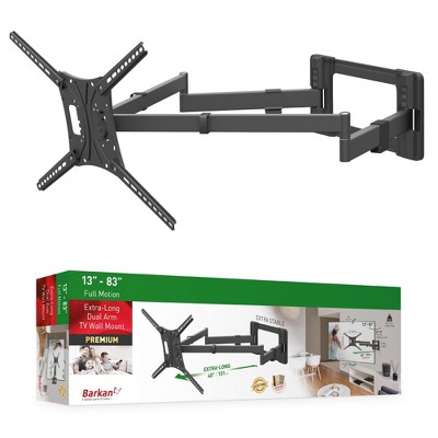 Barkan 13" - 83" Extra Long, Dual Arm TV Wall Mount, Full Motion - Extension, Swivel & Tilt