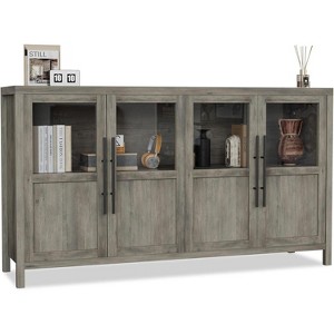 TackView Sideboard Buffet Cabinet with 4 Glass Doors - Kitchen Dining Room Storage, Coffee Bar Wine Display Cabinet for Living Room - 1 of 4