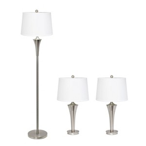 Set of 3 Tapered Lamp Set with Shades - Elegant Designs: For Living Room & Nightstand - 1 of 4