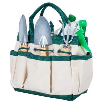 Nature Spring 7-Piece Gardening Tool Set and Carrying Tote Bag Organizer