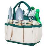 Nature Spring 7-Piece Gardening Tool Set and Carrying Tote Bag Organizer