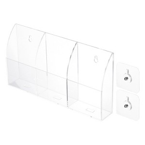 Unique Bargains 3 Slot Acrylic Wall Mount Home Office Remote Control Holder - 1 of 3