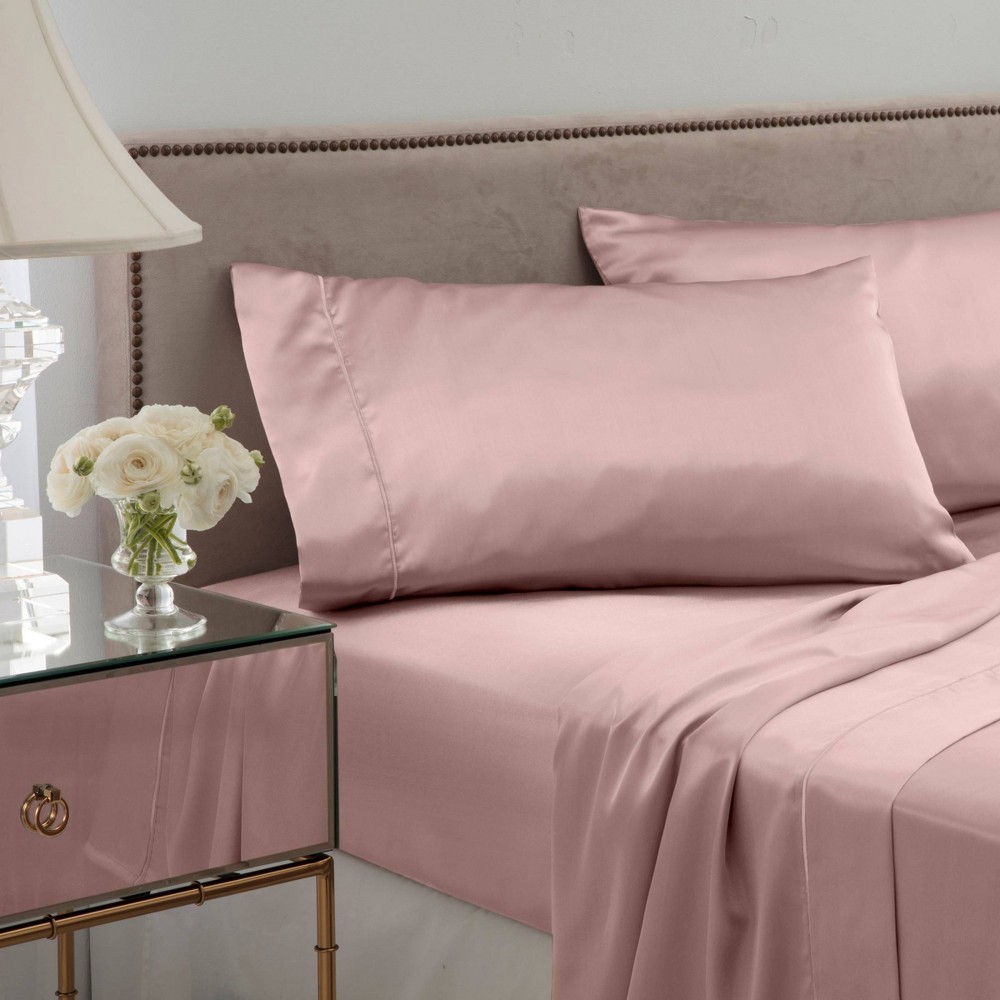 Photos - Bed Linen California King Satin Sheet Set Rose Gold - Seduction