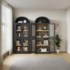 72 Inch High Arched Bookcase with Doors, 4 Tier Display Bookshelf Storage Cabinet for Home Office Living Room - 3 of 4