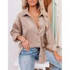 Coolmee Women's Corduroy Button Down Shirts Boyfriend Long Sleeve Oversized Blouses Tops - 4 of 4