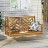 Outdoor Patio Acacia Wood Porch Swing Bench with Herringbone Backrest, 8-Foot Hanging Chains, 800 lb Weight Capacity - 4 of 4