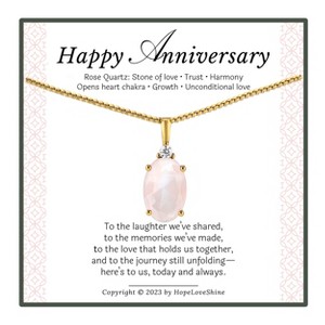 HOPE LOVE SHINE Rose Quartz Necklace – Anniversary Gift for Her, Heart Chakra Jewelry for Wife or Life Partner - 1 of 1