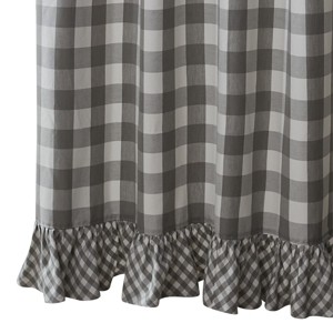 Park Designs Dove Buffalo Check Ruffled Shower Curtain 72" x 72" - 1 of 4