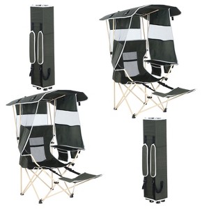 Camping Chair with Canopy, Removable Footrest, Cooler Bag & Cup Holder, Shade Seat for Beach, Fishing, Sports & Camping - 1 of 4