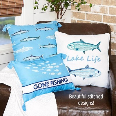 The Lakeside Collection Gone to the Lake Embroidered Accent Pillows - Gone Fishing