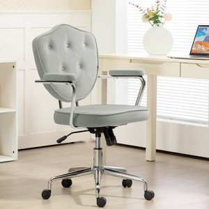 SKRAN Cute Home Office Chair, Computer Desk Chair with Button Tufted Teddy Bear Fleece, Swivel Vanity Chair for Home Office - 1 of 4
