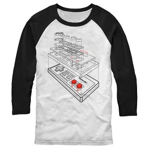 Men's Nintendo Schematic Retro NES Controller Baseball Tee - 1 of 4