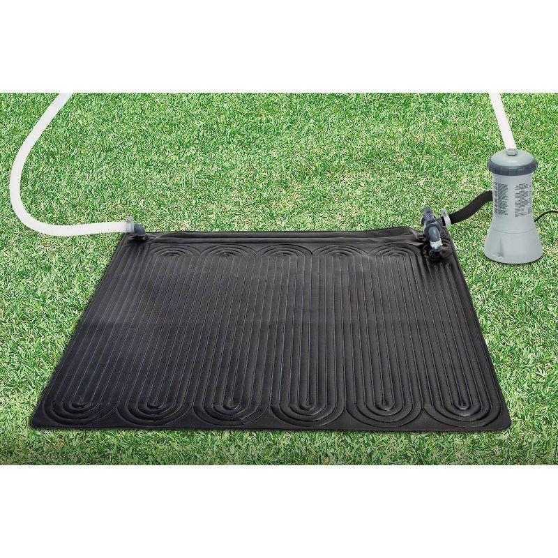 INTEX 47'x47' Solar Pool Water Heater Mat for 8,000 Gallon Above Ground Swimming Pool with Hose Attachment 2 Adaptors and Bypass Valve, Black (3-Pack), 4 of 7