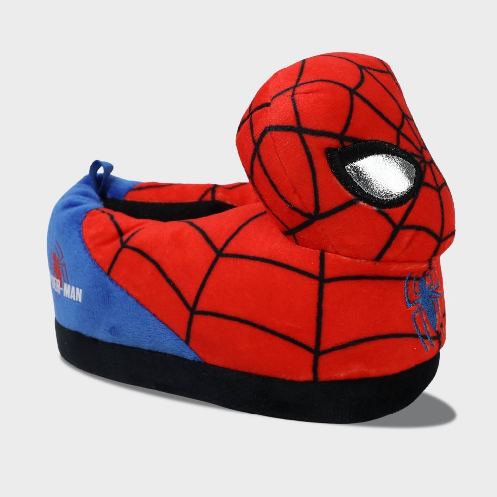 Toddler Boys' Spider-Man 3D Plush Microsuede Slippers - Red 9T-10T: Marvel Character, Cushioned Insole, Slip-On, Closed Round Toe