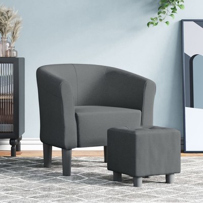 VidaXL Tub Chair with Footstool Dark Gray Fabric