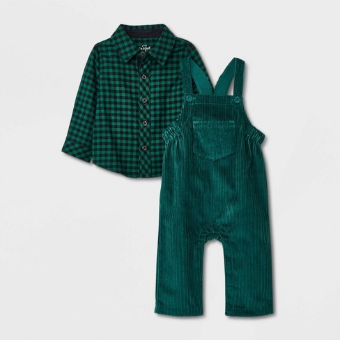 Baby Boys' Corduroy Dungaree Top & Bottom Set - Cat & Jack™ Green Newborn