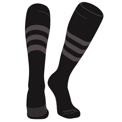 PEAR SOX Striped OTC Baseball, Softball, Football Socks (A) Black, Graphite