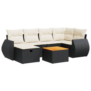 vidaXL Garden Sofa Set Black, Brown, Cream White - 1 of 4