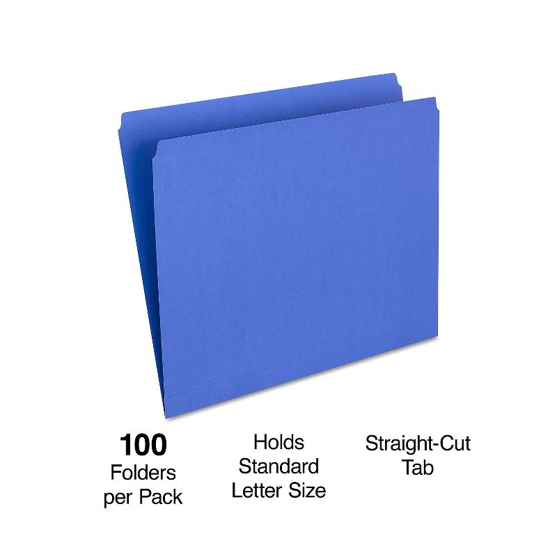 HITOUCH BUSINESS SERVICES File Folders Straight Cut Letter Size Blue 100/Box TR509679/509679, 2 of 5