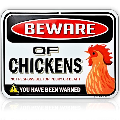 bigtime signs 9" x 12" metal beware of chickens chicken coop decor sign