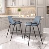 Faux Leather Counter Stool 35.6" H, Azure Gray with Black Powder Coated Steel Frame and Armrests by Zuo Modern (Set of 2) - 2 of 4