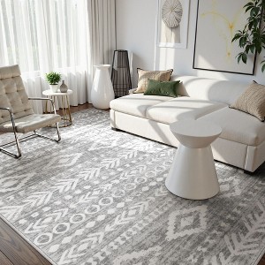 Lahome Boho Moroccan 6'x9' Area Rugs Ultra-Thin Soft Grey Rugs for Living Room Washable Non-Shed Print Indoor Carpet for Bedroom Playroom Nursery - 1 of 4