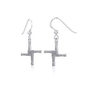 Slickblue Women's Sterling Silver St Brigid's Cross Dangle Earrings, Lightweight Drop Style, 0.63 Inch - 1 of 3