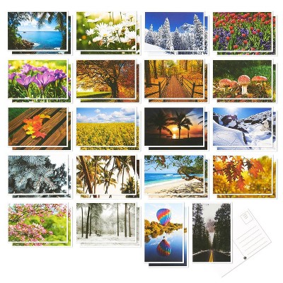 40 Pack Postcard Four Seasons Fall Autumn Winter Summer Spring Theme Self Mailer