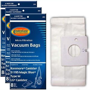 24 Compatible with Kenmore Type M Sears 51195 Magic Blue LG Vacuum Bags, Ultracare, Canister Vacuum Cleaners, 20-51195, 609323, 21195, 2 - 1 of 4