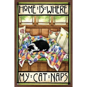 Trends International Meredith Dillman - Home Is Where My Cat Naps Framed Wall Poster Prints - 1 of 4