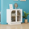 Modern Storage Cabinet with Acrylic Door, Adjustable Shelves, Gold Handles, Non-Slip Feet for Living Room, Dining Room - 2 of 4