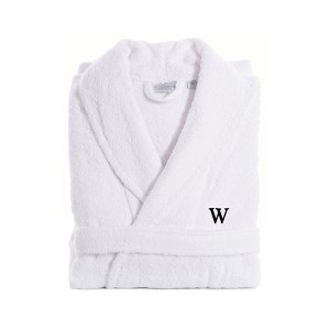 Linum Home Textiles 100% Turkish Cotton Adult Personalized Terry Bathrobe in Black Bookman Font - 1 of 3