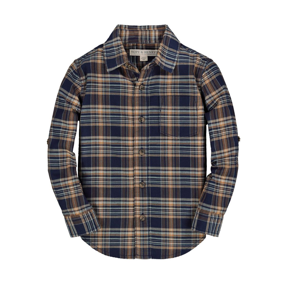 Hope & Henry Boys' Convertible Double Weave Button Down Shirt, Infant - thumbnail 9