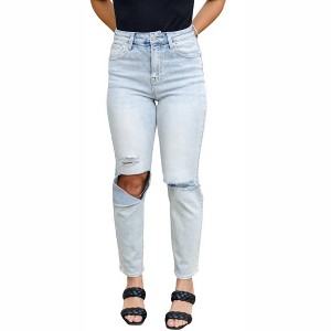 Women's Good Karma Distressed Jeans - RISEN - 1 of 4