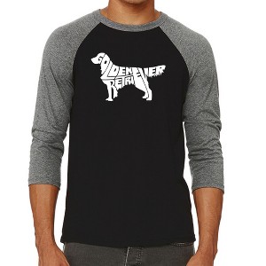 LA Pop Art Men's Raglan Baseball Word Art T-shirt - Golden Retreiver - 1 of 4