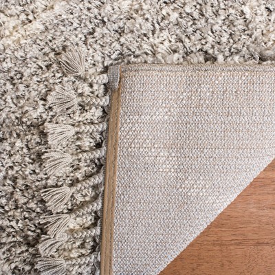 Luxurious Gray Geometric Hand-Knotted Shag Area Rug 5' x 8'
