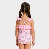 Toddler Girls' Hello Kitty Seashell Printed Ruffle One Piece Swimsuit - Pink - 2 of 3