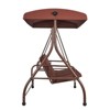 Okak 3-Seater Convertible Patio Swing with Canopy,Outdoor Porch Swing Chair with Removable Cushions,Alloy Steel Frame for Backyard,Poolside,Brown - 2 of 4