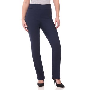 Rekkuna Women's Pull-On Straight Leg Dress Pants – Mid-Rise Office Slacks with Hidden Pocket and Flattering Fit - 1 of 4